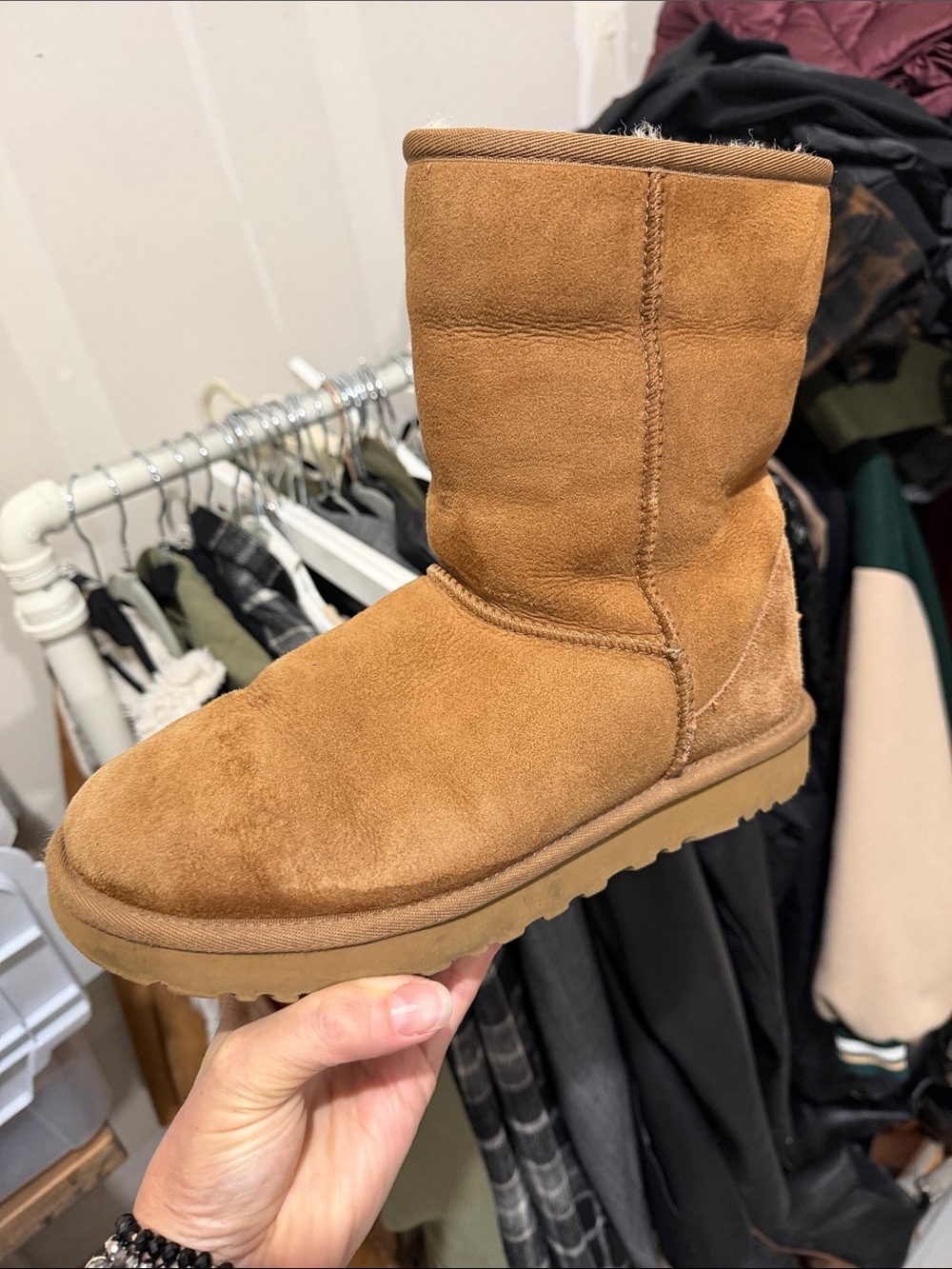 UGG ONE NEAR NEW LEFT SHOE SZ 8 ONLY Chestnut Brown Shearling Lined Footwear - Picture 6 of 6